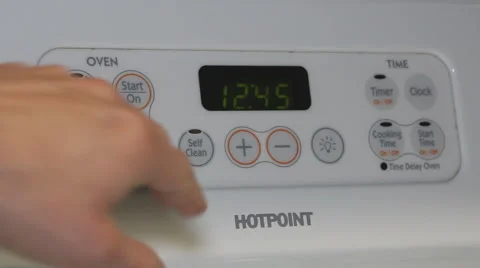 Turning on Self Clean Oven Video stock 50381119