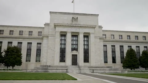 Turning shot of front of Eccles building housing the Federal Reserve in Stock Footage 153032866