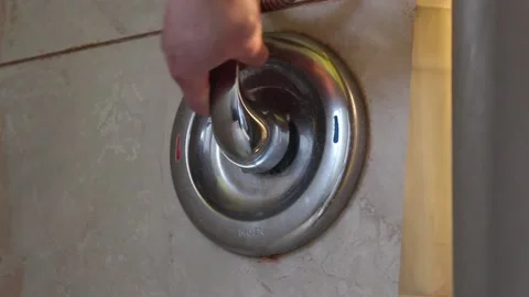 Turning On A Shower Lever Stock Footage 237722546