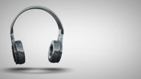 Turning Silver Headphone Animation On White Backround Stock Footage 116296423