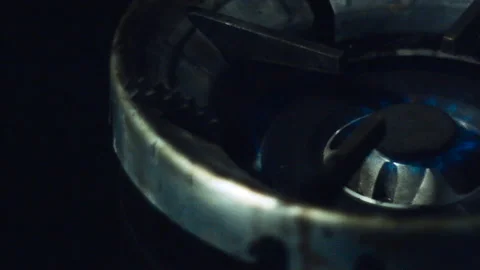 Turning On Stove Fire Slow Motion 3 Video stock 150113005
