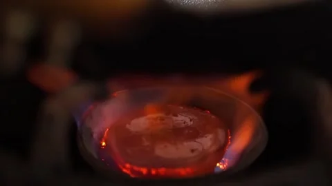 Turning on the stove using a gas lighter, street food Video stock 300621148