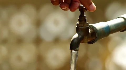 Turning off the tap water Stock Footage 49092394
