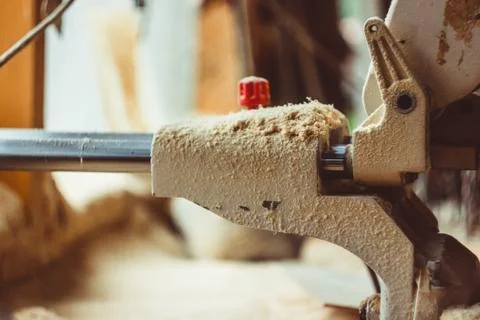 Turning tools in the sawdust Stock Photos