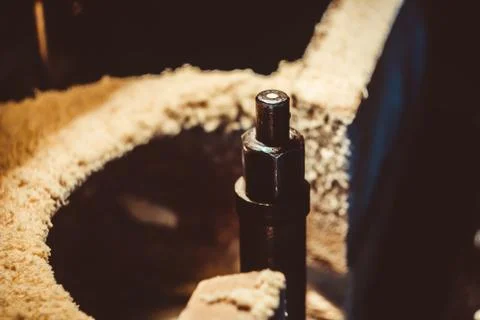 Turning tools in the sawdust Stock Photos