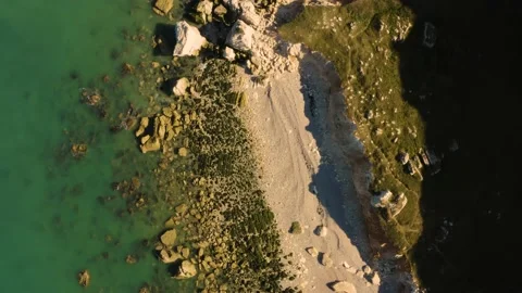 Turning top shot of a beach Stock Footage 140187362