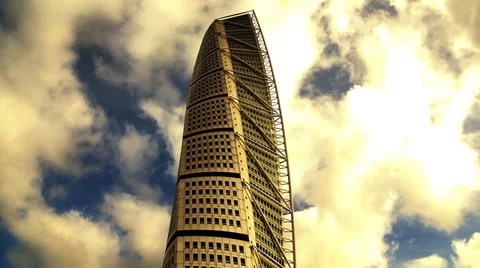 Turning torso, Malmo, Sweden.dramatic clouds,time lipese Stock Footage 39431672