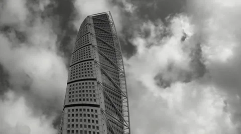 Turning torso, Malmo, Sweden.dramatic clouds,time lipese Stock Footage 39607216