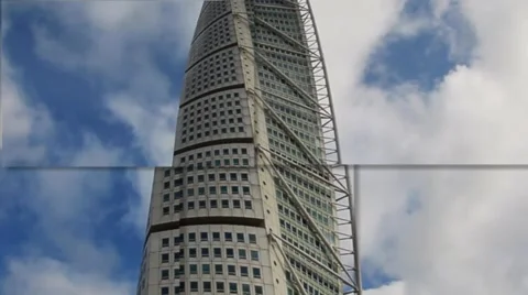 Turning torso, Malmo, Sweden.dramatic clouds,time lapse Video stock 40614702