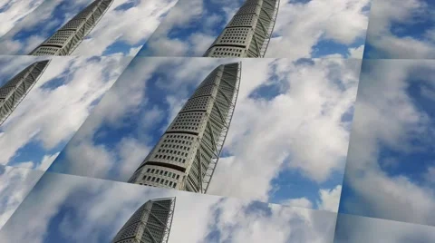 Turning torso, Malmo, Sweden.dramatic clouds,time lapse Stock Footage 40614953