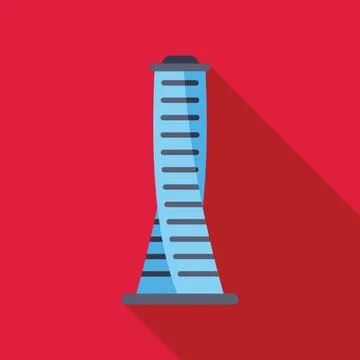 Turning torso skyscraper standing tall with red background Ilustração Stock