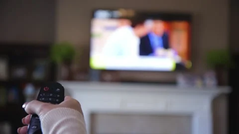 Turning Tv On and Off Stock Footage 227077046