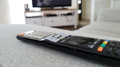 Turning the TV on Stock Footage 123261213