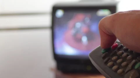 Turning off a TV with a Remote Stock Footage 40626407