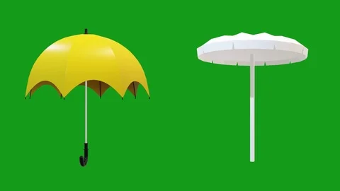 Turning umbrellas motion graphics with green screen background Stock Footage 124034969
