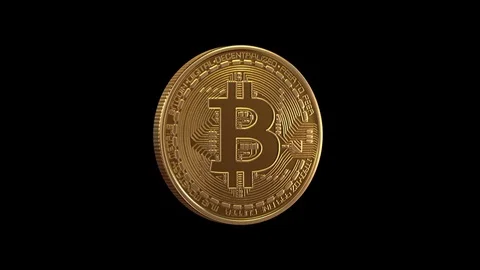 Turning Unstable Bitcoin on a Green Background Stock Footage 77760766