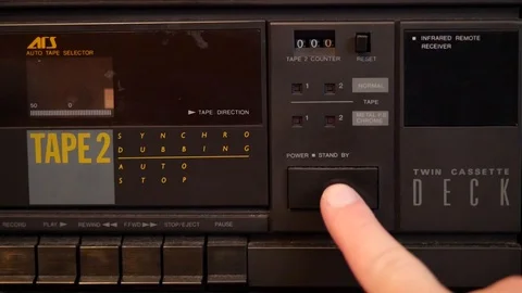Turning on the vintage stereo system Stock Footage 88256869