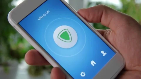 Turning on VPN on the smartphone for secure internet surfing Stock Footage 77408141