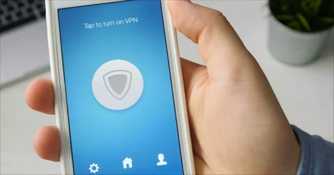 Turning on VPN on the smartphone for secure internet surfing Stock Footage 78517700