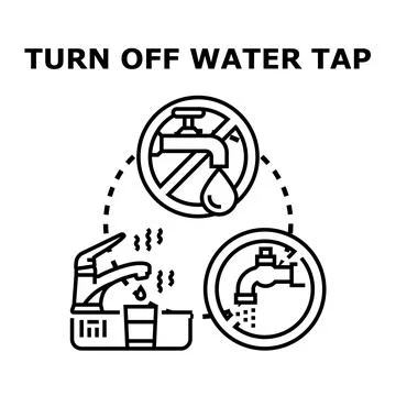 Turning off water tap for water saving concept Stock Illustration