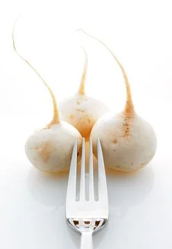 Turnips and Fork 库存照片