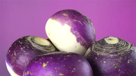 Turnips isolated rotating on pink background Stock Footage 62398535