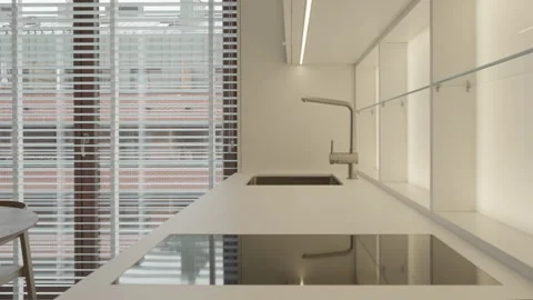 Turnkey apartment kitchen countertop is ready for moving in after renovation Stock Footage 335540660