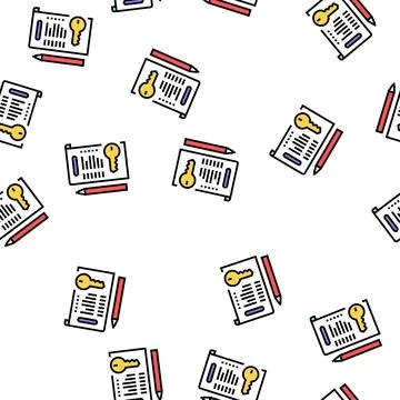 Turnkey work agreement vector seamless pattern Stock Illustration