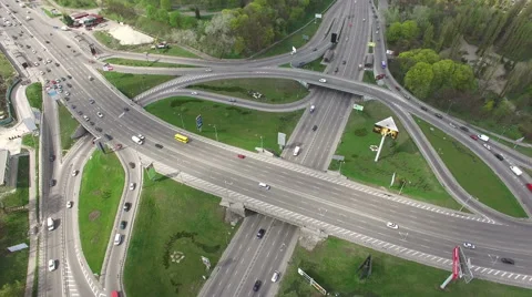 The Turnover Of The Camera Above The Highway Stock-Footage 64069039