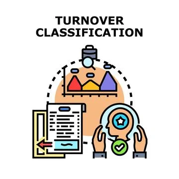 Turnover classification analyzing employee talent and data Stock Illustration