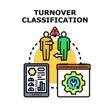 Turnover classification understanding employee retention analysis Stock Illustration