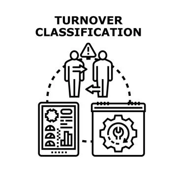 Turnover classification understanding employee retention analysis Stock Illustration