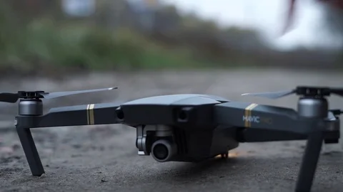 Turns on a drone and launching  a drone Stock Footage 82120255