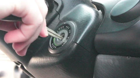 Turns The Ignition Key Car Stock-Footage 49076218