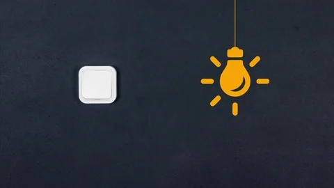 Turns on The Light. The Lamp Lights up And Starts to Flicker. 4K. Stop Motion. Stock-Footage 75004086