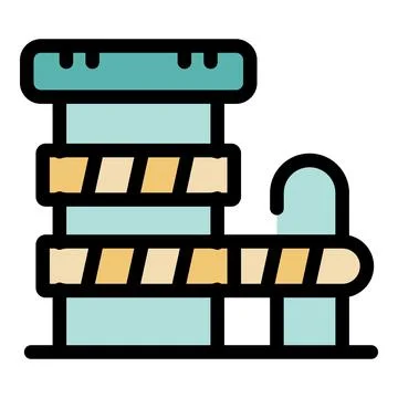 Turnstile access control system with warning tape for security checkpoint Ilustración de archivo