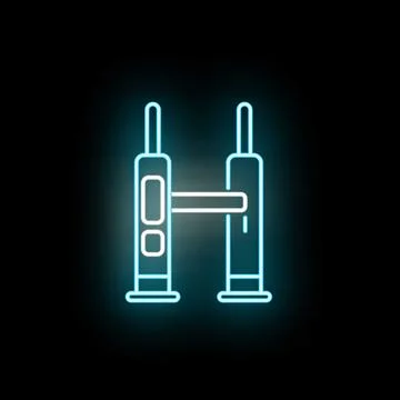 Turnstile access entry system neon line icon Illustrazione stock