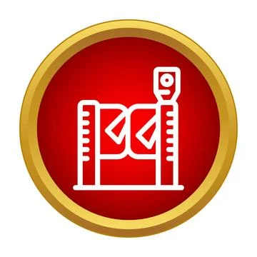 Turnstile access gate security on red icon Stock Illustration