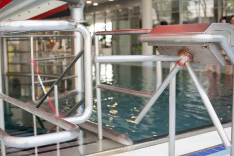Turnstile entrance to the swimming pools. Foto stock