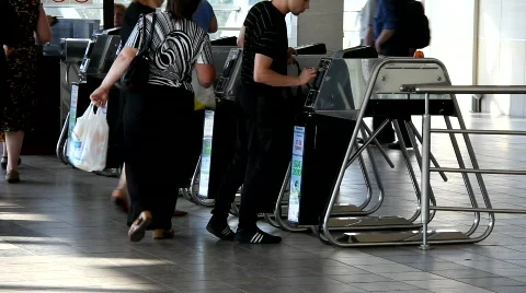 Turnstile in metro Stock Footage 746950