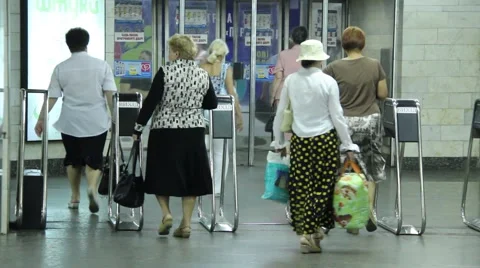 Turnstile in metro Stock Footage 879455