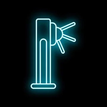 Turnstile neon icon controlling access and security entrance Stock Illustration