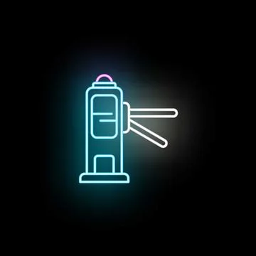 Turnstile neon icon glowing security access entrance Stock Illustration