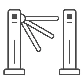 Turnstile thin line icon, security check concept, tripod gate barrier vector Stock Illustration