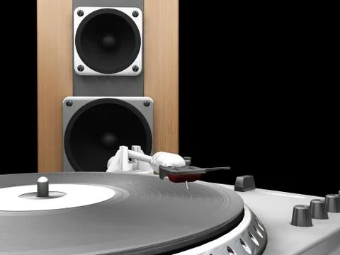 Turntable and speaker Stock Illustration