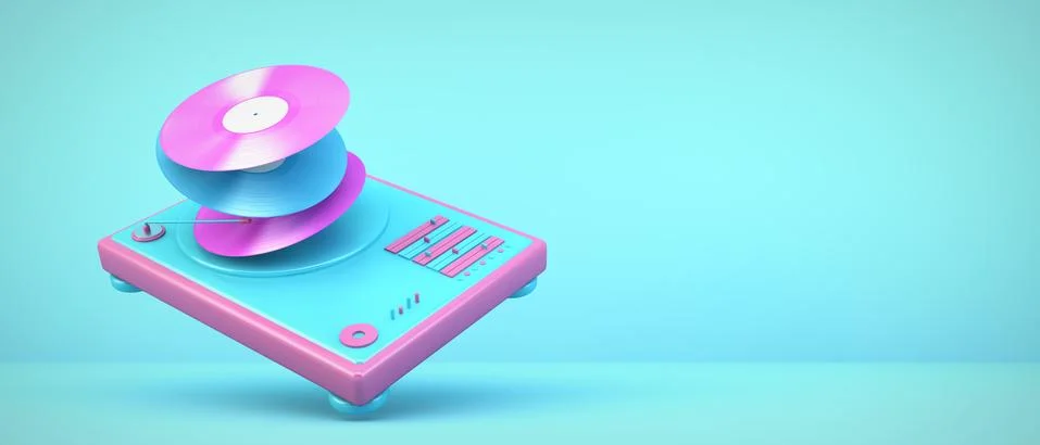 Turntable on blue background Stock Illustration