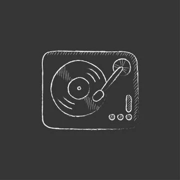 Turntable. Drawn in chalk icon Illustration