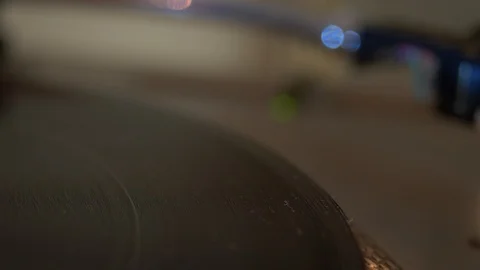 Turntable. Hand put the Needle on Vinyl Record on Turntable. Stock Footage 106373812