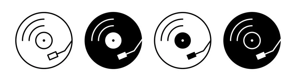Turntable icon. Vinyl player vector illustration. Audio disc symbol. Music .. Stock Illustration
