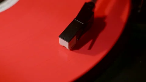 Turntable Needed Over Spinning Red Vinyl Stock Footage 219439185